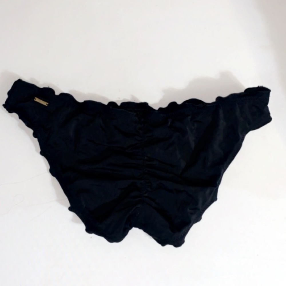 VICTORIA'S SECRET BLACK BIKINI RUFFLE BOTTOM